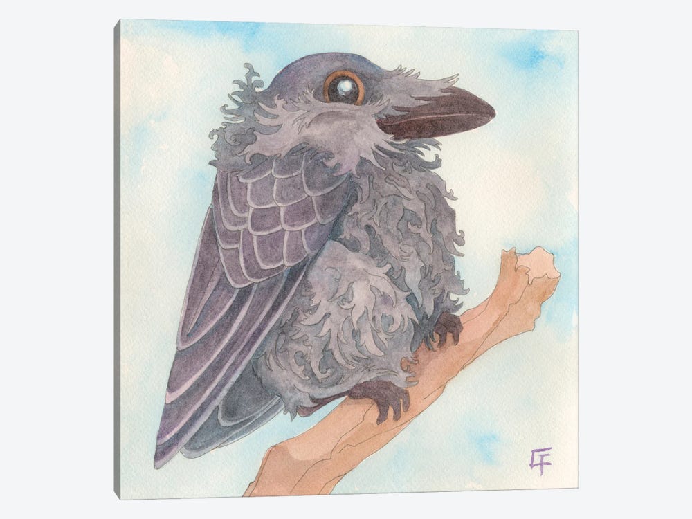 Cute Raven by Might Fly Art & Illustration 1-piece Canvas Art Print