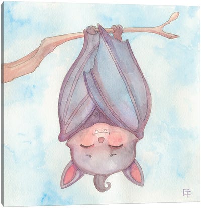Sleepy Bat Canvas Art Print - Might Fly Art & Illustration