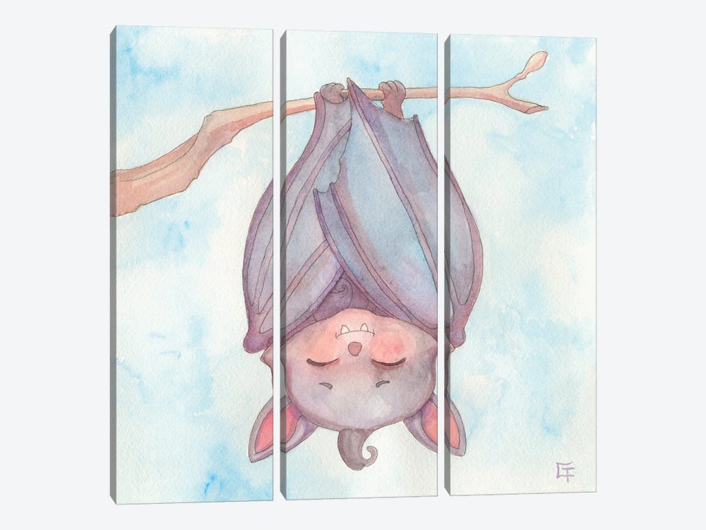 Sleepy Bat by Might Fly Art & Illustration 3-piece Canvas Art Print