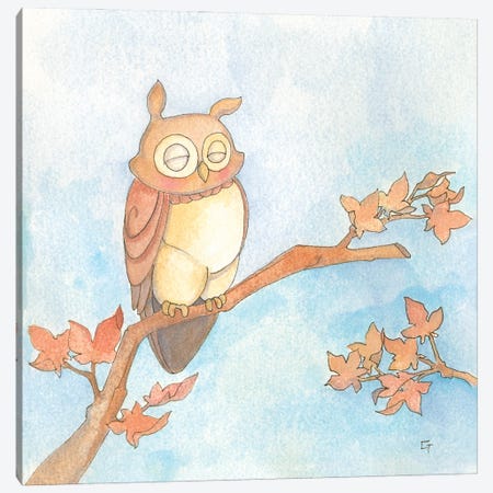 Fall Owl Canvas Print #FAI124} by Might Fly Art & Illustration Canvas Wall Art