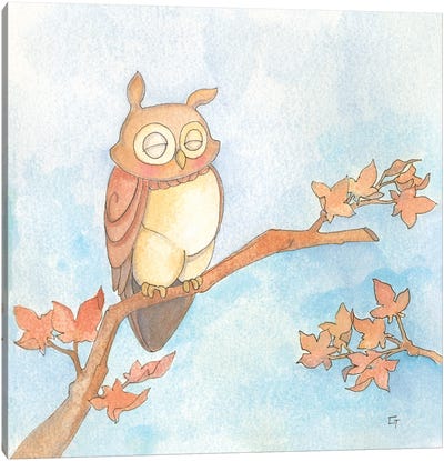 Fall Owl Canvas Art Print - Might Fly Art & Illustration