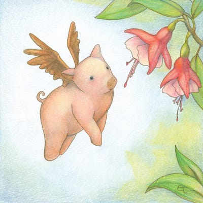 Humming Pig by Might Fly Art & Illustration canvas print