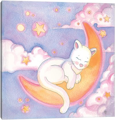 Sleepy Kitty Canvas Art Print - Might Fly Art & Illustration