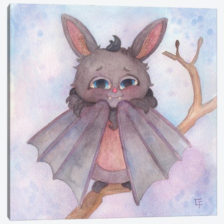 Cuddly Bat Canvas Print #FAI132} by Might Fly Art & Illustration Canvas Artwork