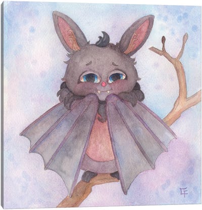 Cuddly Bat Canvas Art Print - Bat Art