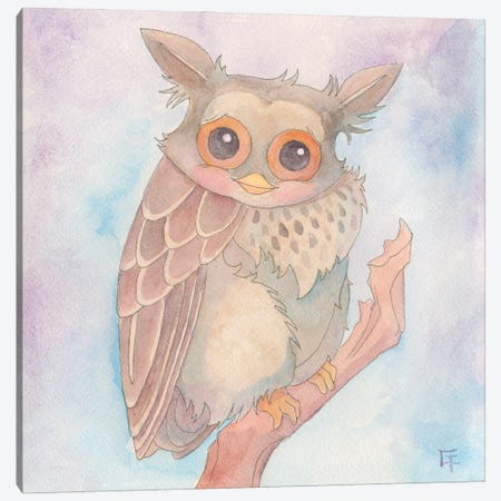 Shy Owl Canvas Print #FAI133} by Might Fly Art & Illustration Canvas Artwork
