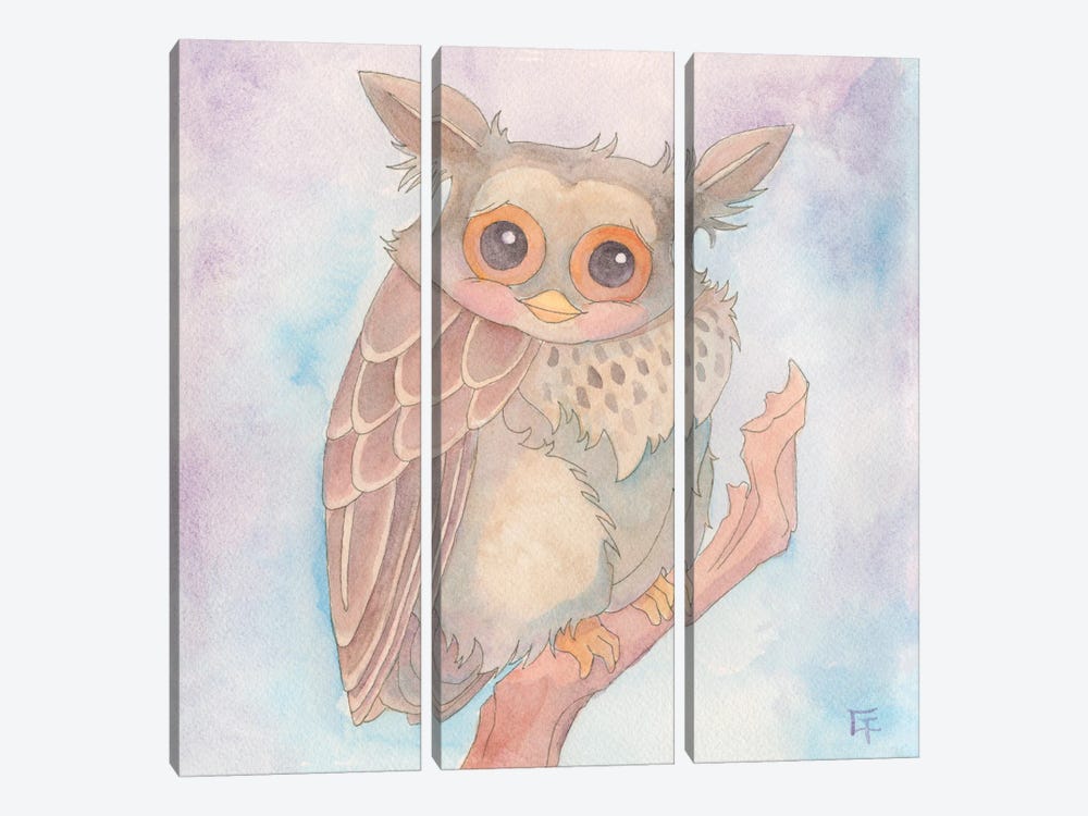 Shy Owl by Might Fly Art & Illustration 3-piece Canvas Artwork