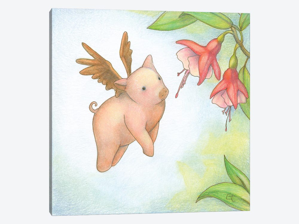 Humming Pig by Might Fly Art & Illustration 1-piece Canvas Wall Art