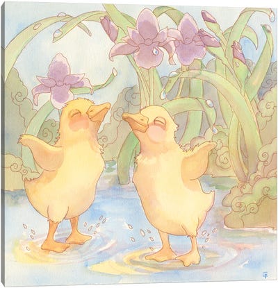 Splashing With Friends Canvas Art Print - Duck Art