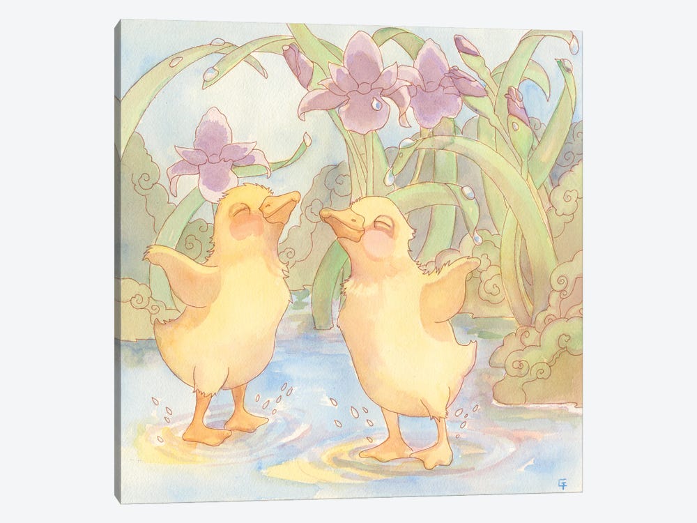 Splashing With Friends by Might Fly Art & Illustration 1-piece Canvas Art