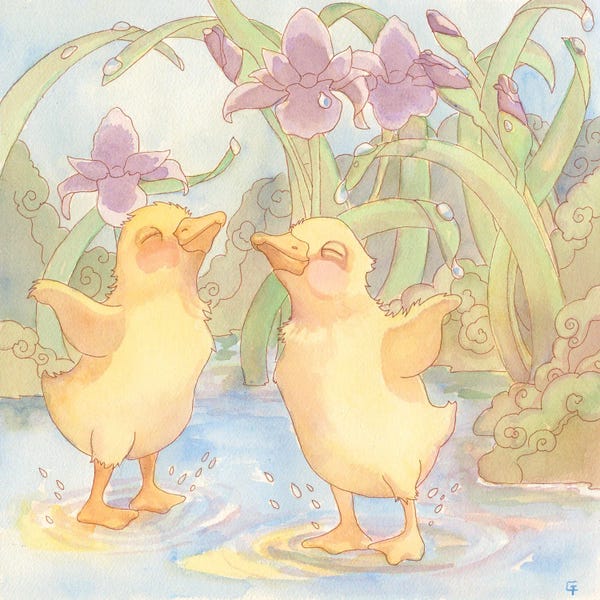 Canvas Print: Splashing With Friends by Might Fly Art & Illustration