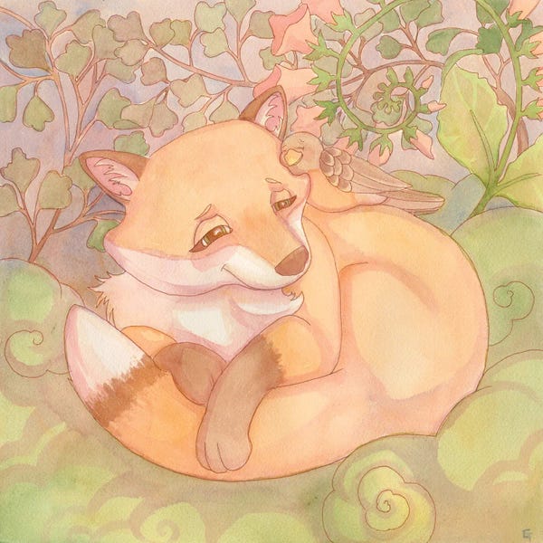 Foxes: Foxglove And Fern by Might Fly Art & Illustration