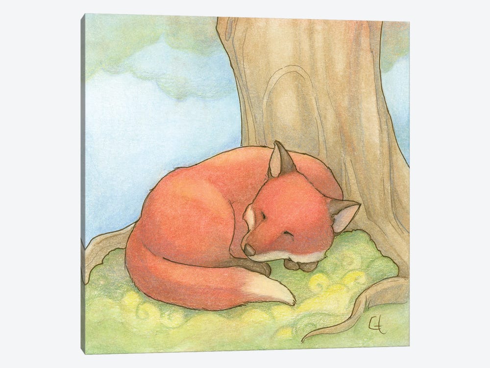 Sleepy Fox by Might Fly Art & Illustration 1-piece Canvas Print