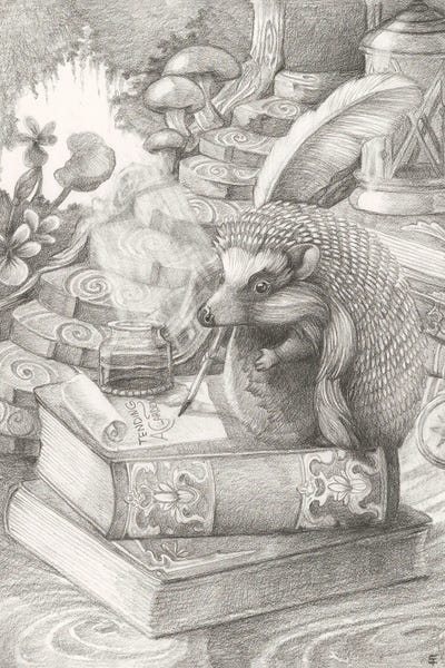 Might Fly Art & Illustration: A Learned Hedgehog by Might Fly Art & Illustration