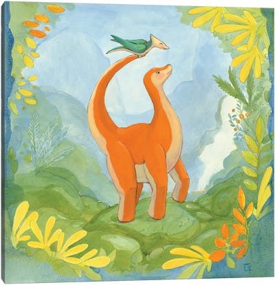 Cuddly Brontosaurus Canvas Art Print - Might Fly Art & Illustration
