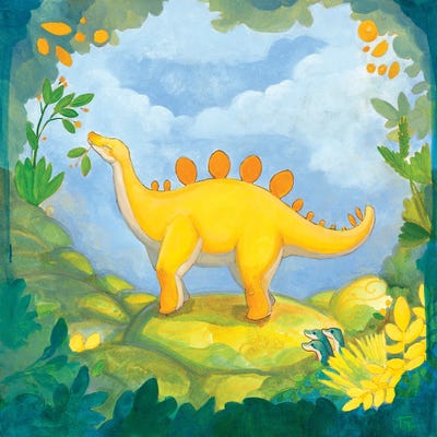 Cuddly Stegosaurus by Might Fly Art & Illustration framed wall art