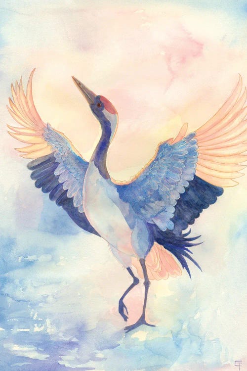 Crane And Snow by Might Fly Art & Illustration wall art