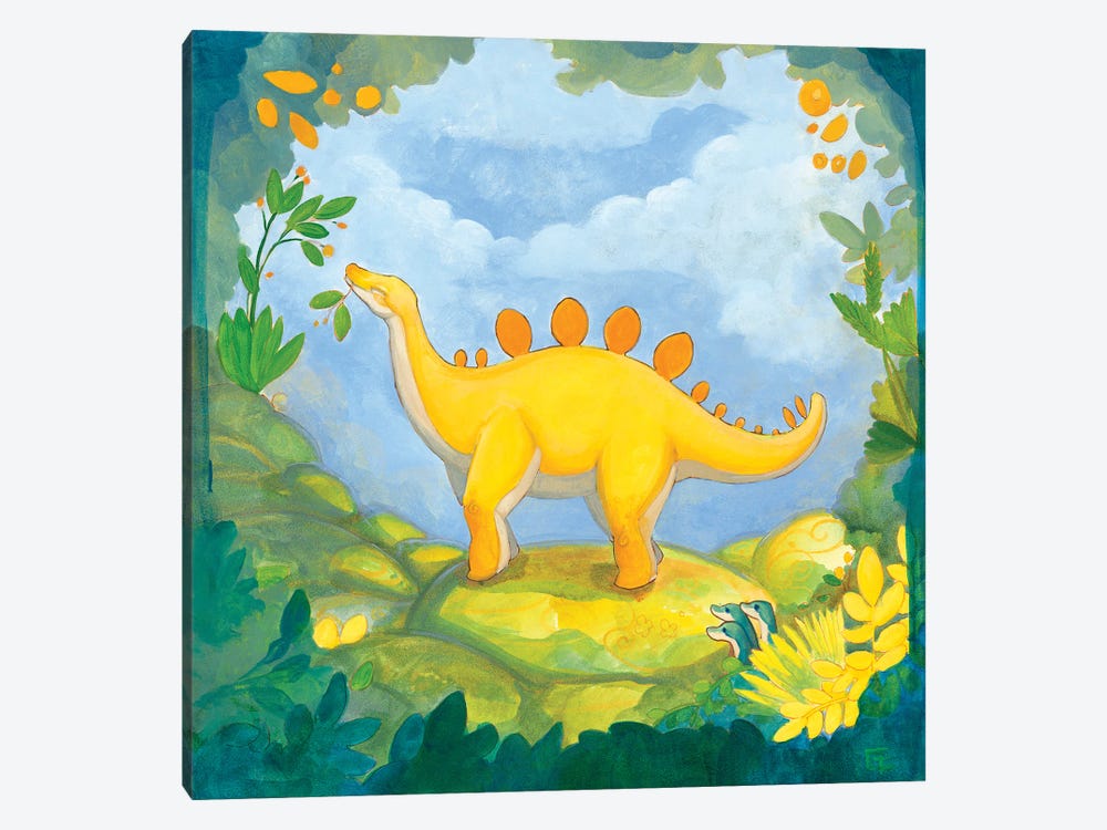 Cuddly Stegosaurus by Might Fly Art & Illustration 1-piece Canvas Artwork