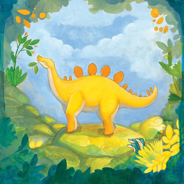 Kids Dinosaur Art: Cuddly Stegosaurus by Might Fly Art & Illustration