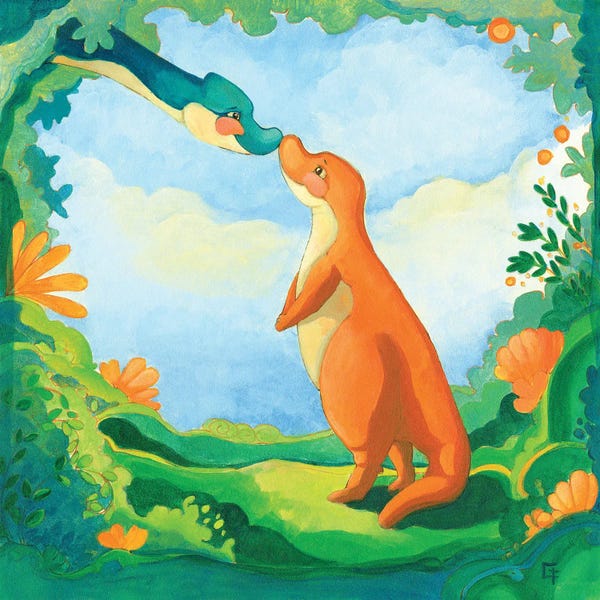 Kids Dinosaur Art: Cuddly T-Rex by Might Fly Art & Illustration