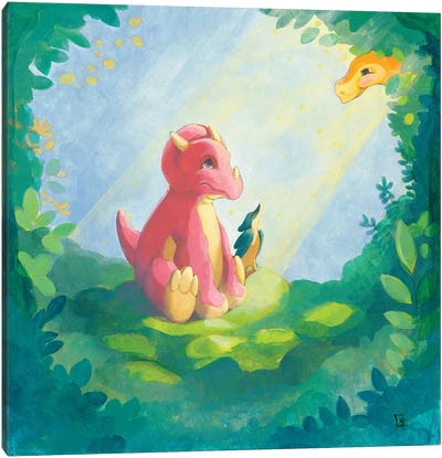 Cuddly Triceratops Canvas Art Print - Kids Dinosaur Art