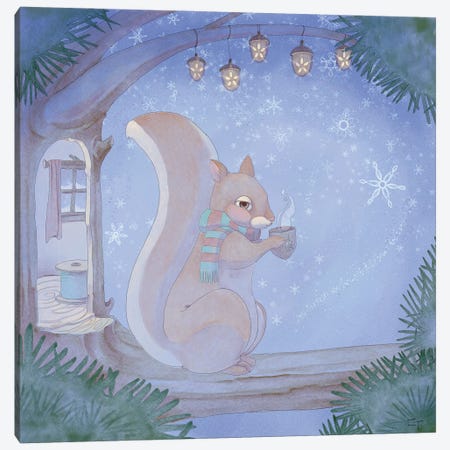 Cozy Squirrel Canvas Print #FAI23} by Might Fly Art & Illustration Canvas Print