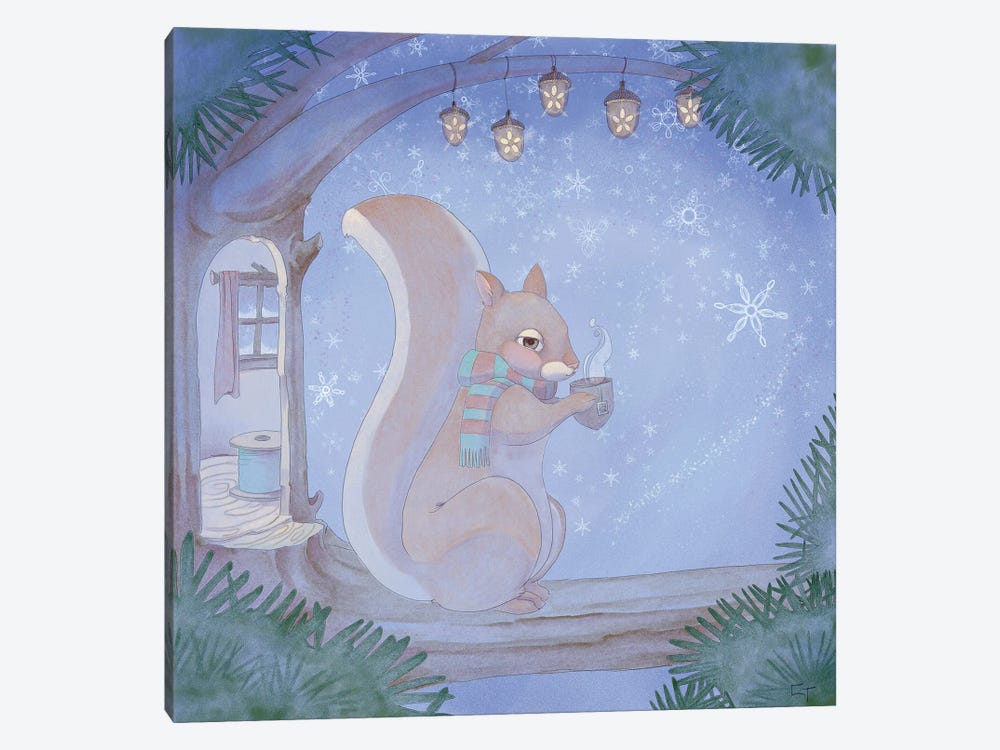 Cozy Squirrel by Might Fly Art & Illustration 1-piece Canvas Art Print