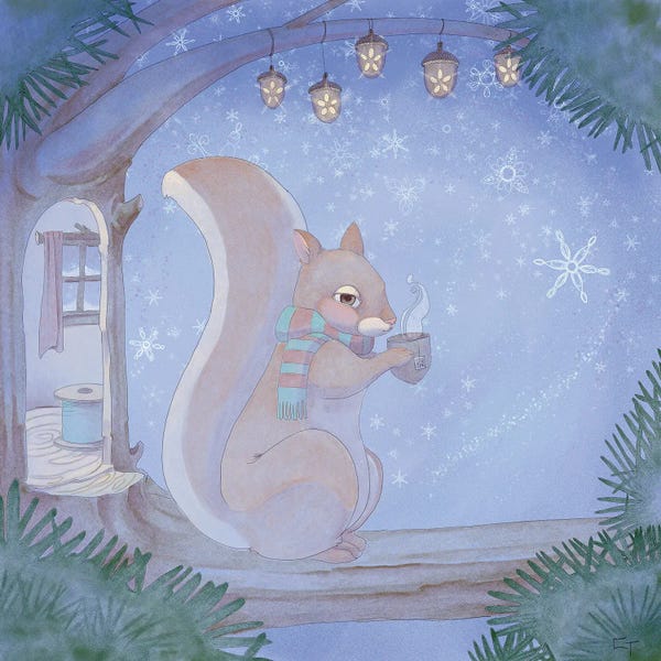 Home For The Holidays: Cozy Squirrel by Might Fly Art & Illustration