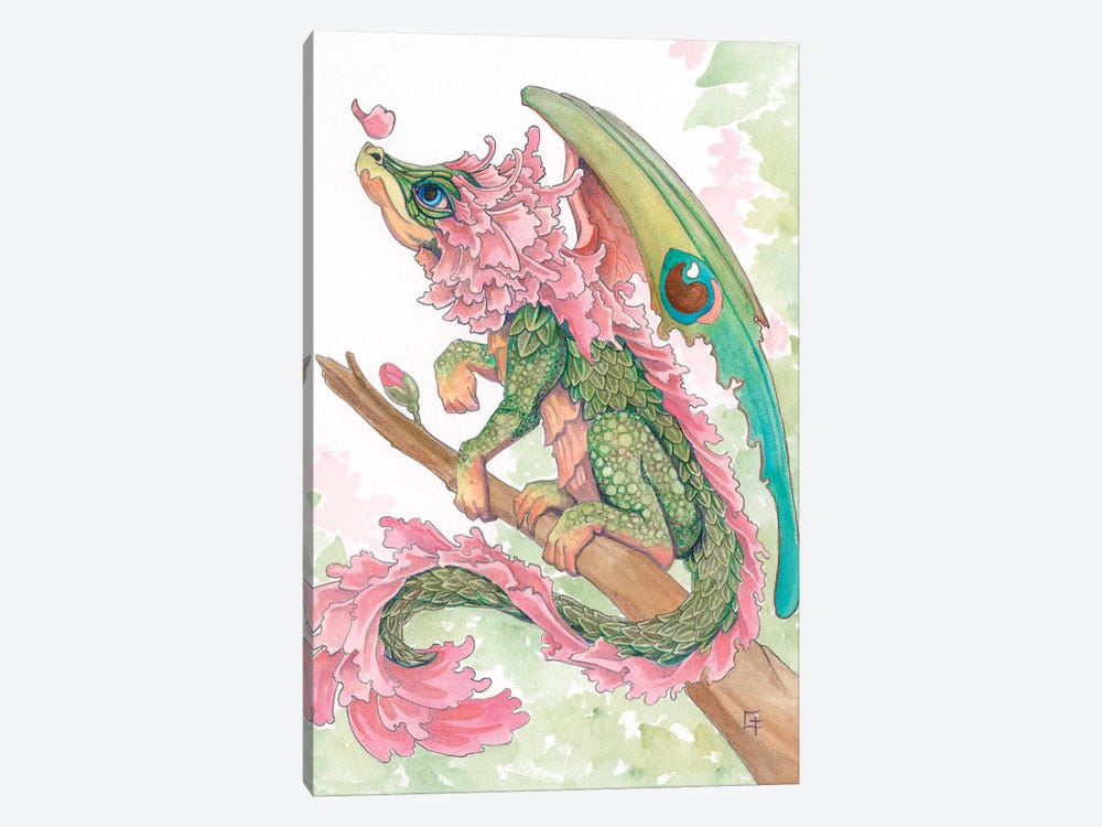 Cherry Blossom Dragon by Might Fly Art & Illustration 1-piece Canvas Print