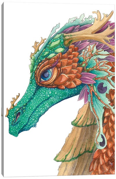 Copper Scaled Dragon Canvas Art Print - Friendly Mythical Creatures