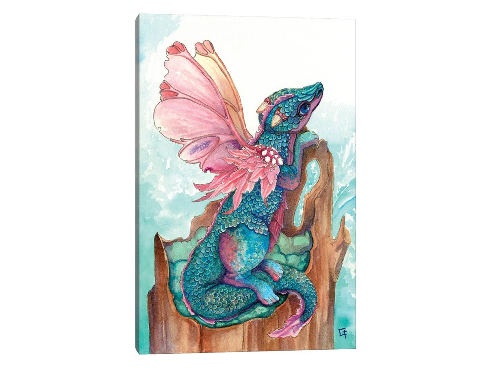 Might Fly Art & Illustration Canvas Prints - Fairy Dragon ( Kids art) - 26x18 in