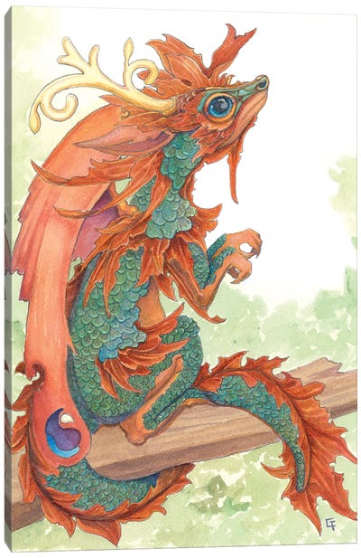 Fallen Leaf Dragon Canvas Art Print - Might Fly Art & Illustration