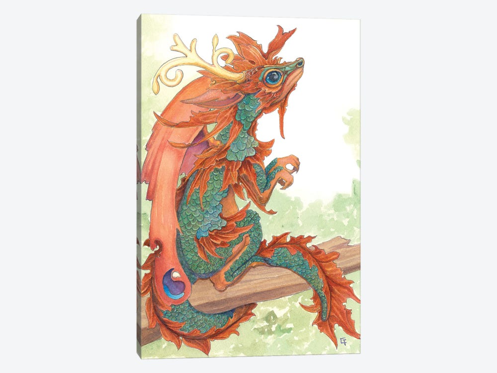 Fallen Leaf Dragon by Might Fly Art & Illustration 1-piece Canvas Artwork