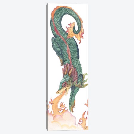 Green Crested Dragon Canvas Print #FAI34} by Might Fly Art & Illustration Art Print