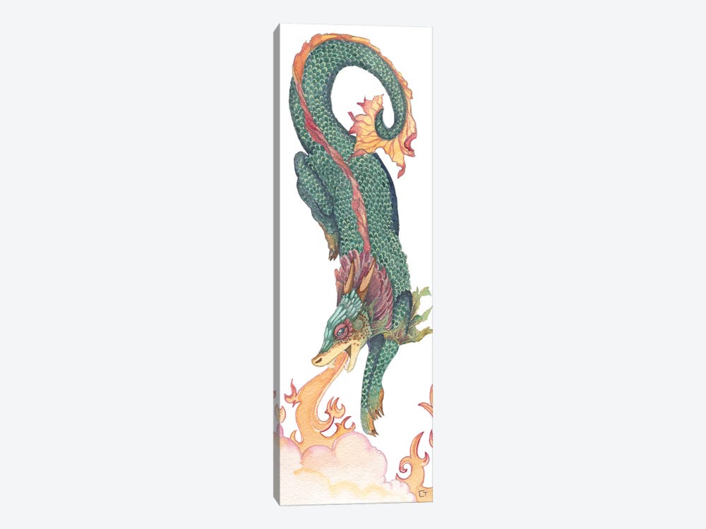 Green Crested Dragon by Might Fly Art & Illustration 1-piece Canvas Print