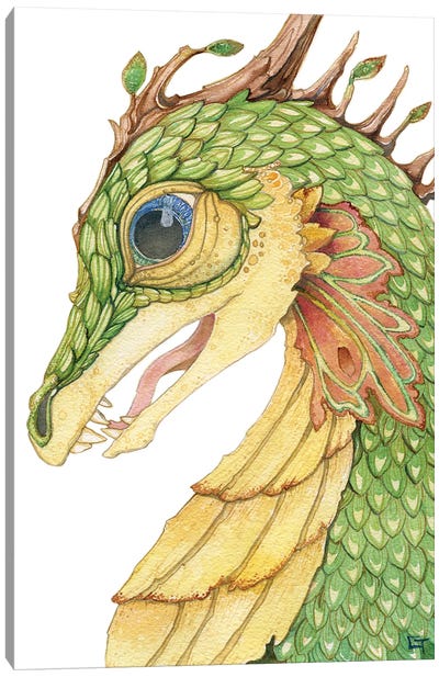 Leaf Scaled Dragon Canvas Art Print - Might Fly Art & Illustration