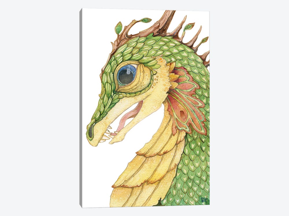 Leaf Scaled Dragon by Might Fly Art & Illustration 1-piece Canvas Artwork