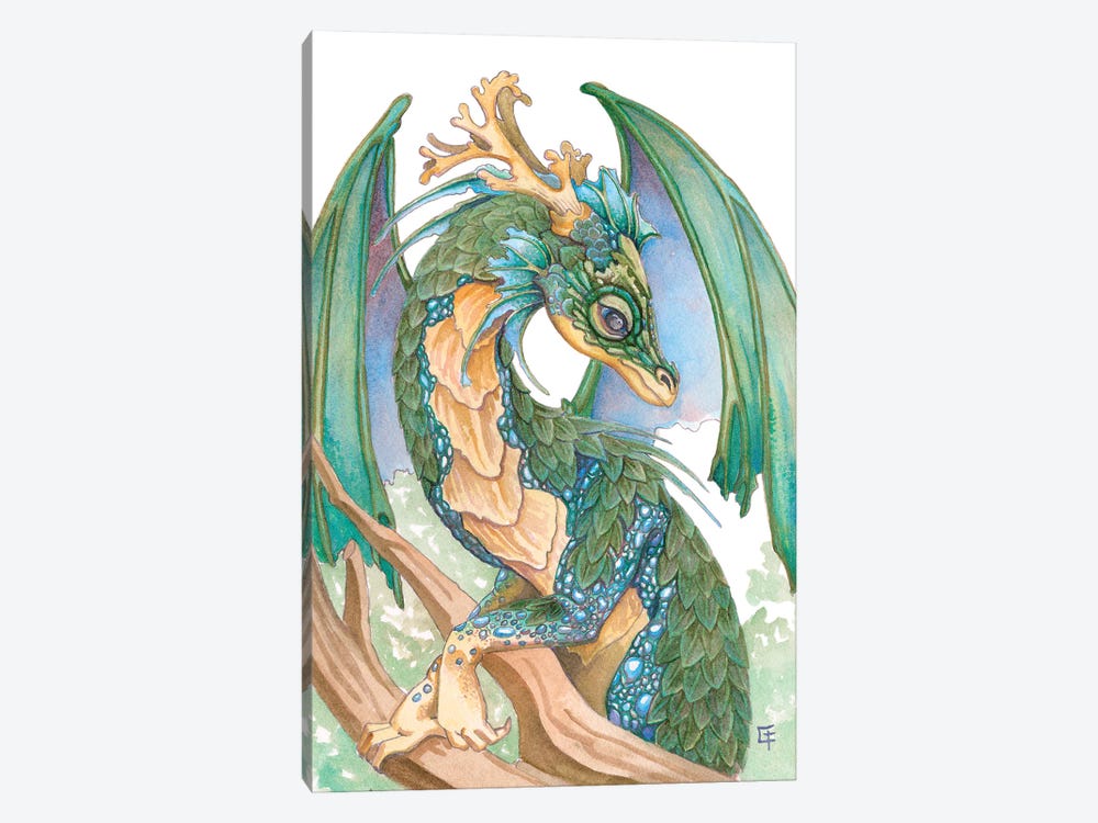 Pearl Sided Dragon by Might Fly Art & Illustration 1-piece Canvas Art