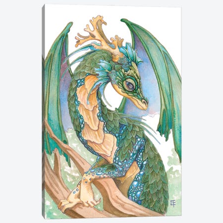 Pearl Sided Dragon Canvas Print #FAI37} by Might Fly Art & Illustration Canvas Art Print