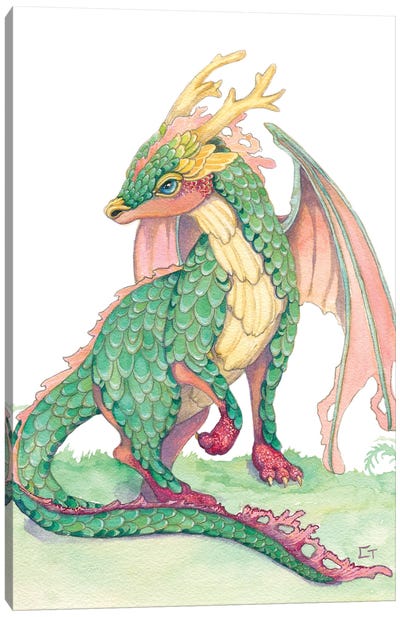 Ruby Footed Dragon Canvas Art Print - Might Fly Art & Illustration