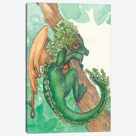 Tufted Moss Dragon Canvas Print #FAI40} by Might Fly Art & Illustration Canvas Print