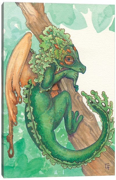 Tufted Moss Dragon Canvas Art Print - Might Fly Art & Illustration
