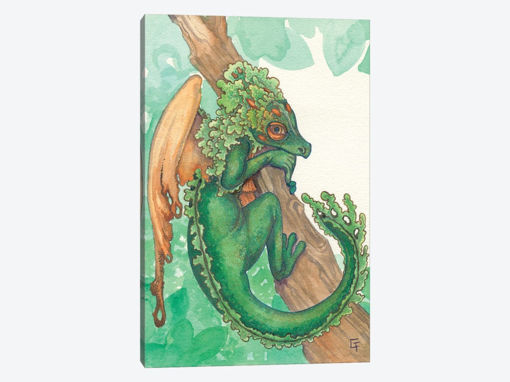 Tufted Moss Dragon by Might Fly Art & Illustration 1-piece Canvas Art