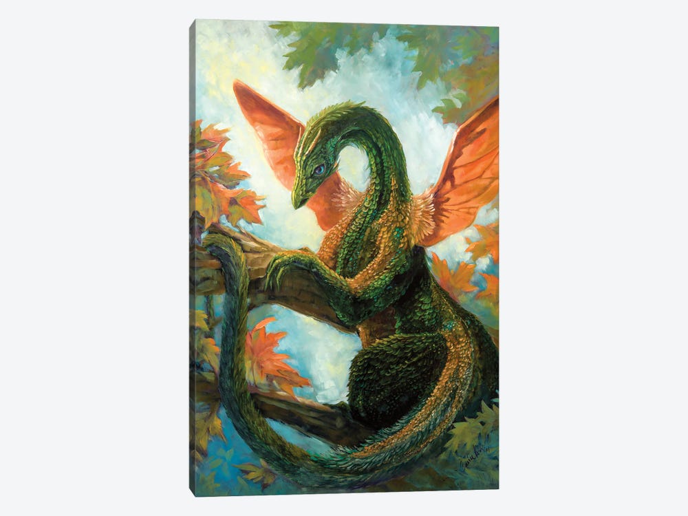 Verdant Dragon by Might Fly Art & Illustration 1-piece Canvas Artwork