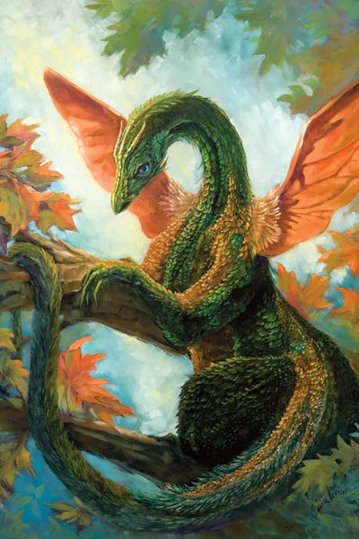 Kids Fantasy Art: Verdant Dragon by Might Fly Art & Illustration