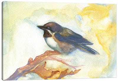 Chickadee In Fall Canvas Art Print - Might Fly Art & Illustration