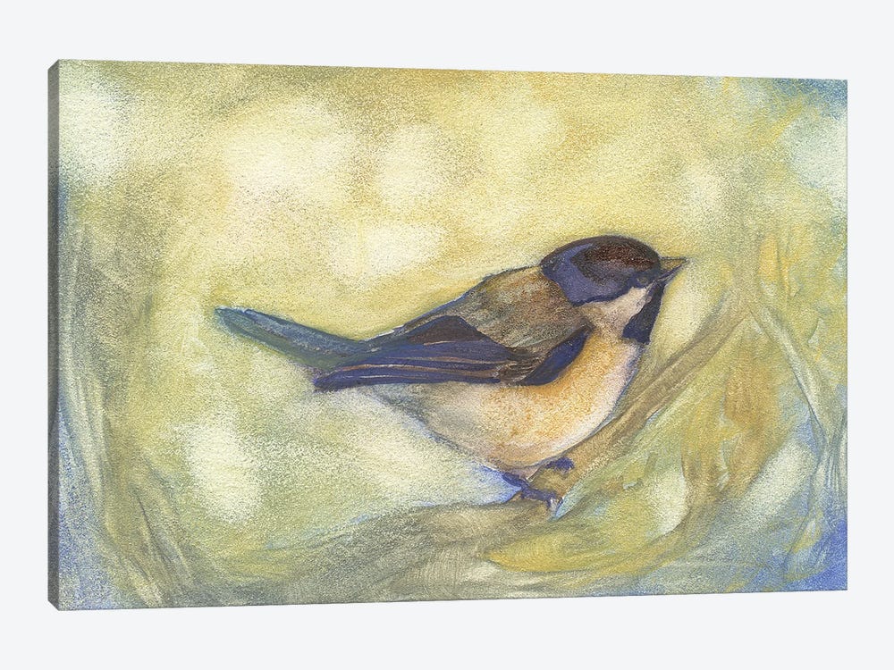 Chickadee in Dappled Sunlight by Might Fly Art & Illustration 1-piece Canvas Artwork