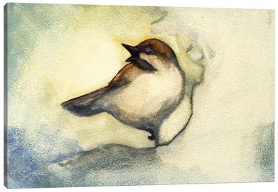 Singing Chickadee Canvas Art Print - Might Fly Art & Illustration