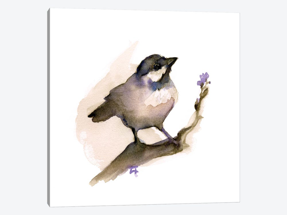 Perching Chickadee by Might Fly Art & Illustration 1-piece Canvas Wall Art