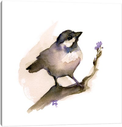 Perching Chickadee Canvas Art Print - Might Fly Art & Illustration